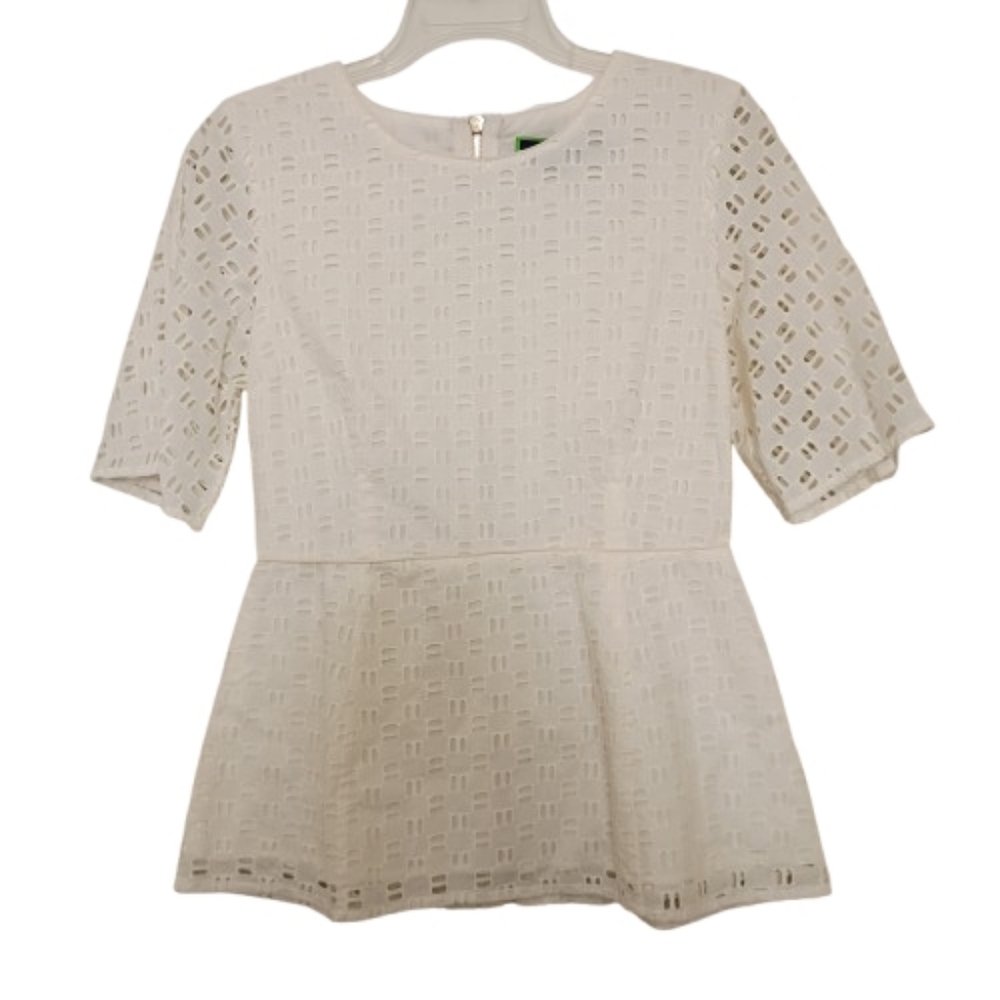 CWonder Ivory Eyelet Short Sleeve Peblem Blouse 4 Christian Siriano Romantic - Picture 10 of 14